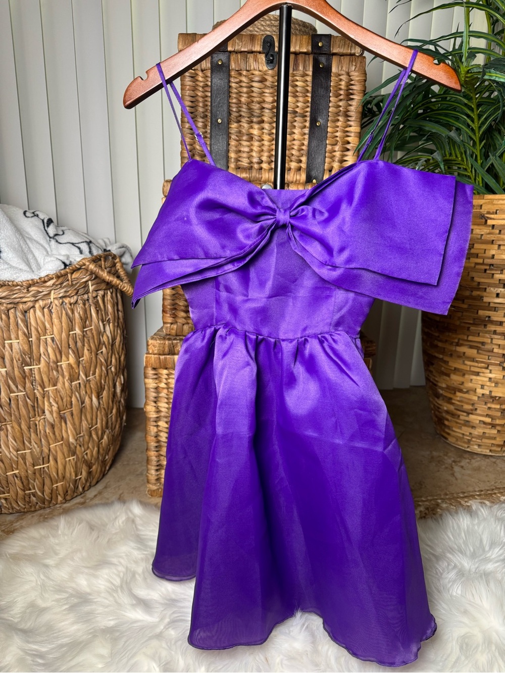 Purple Party Dress with Bow